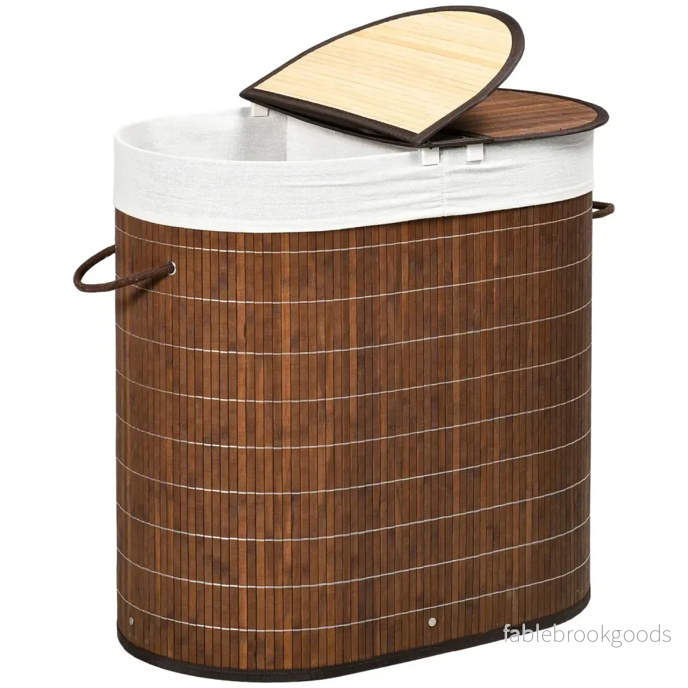 Bambu tvättkorg med lock – 100L, 2 påsar ingår