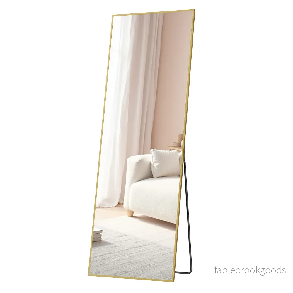 Staande spiegel - 160 x 50 cm - onbreekbaar - gouden aluminium frame - 6,9 kg - Bild 2