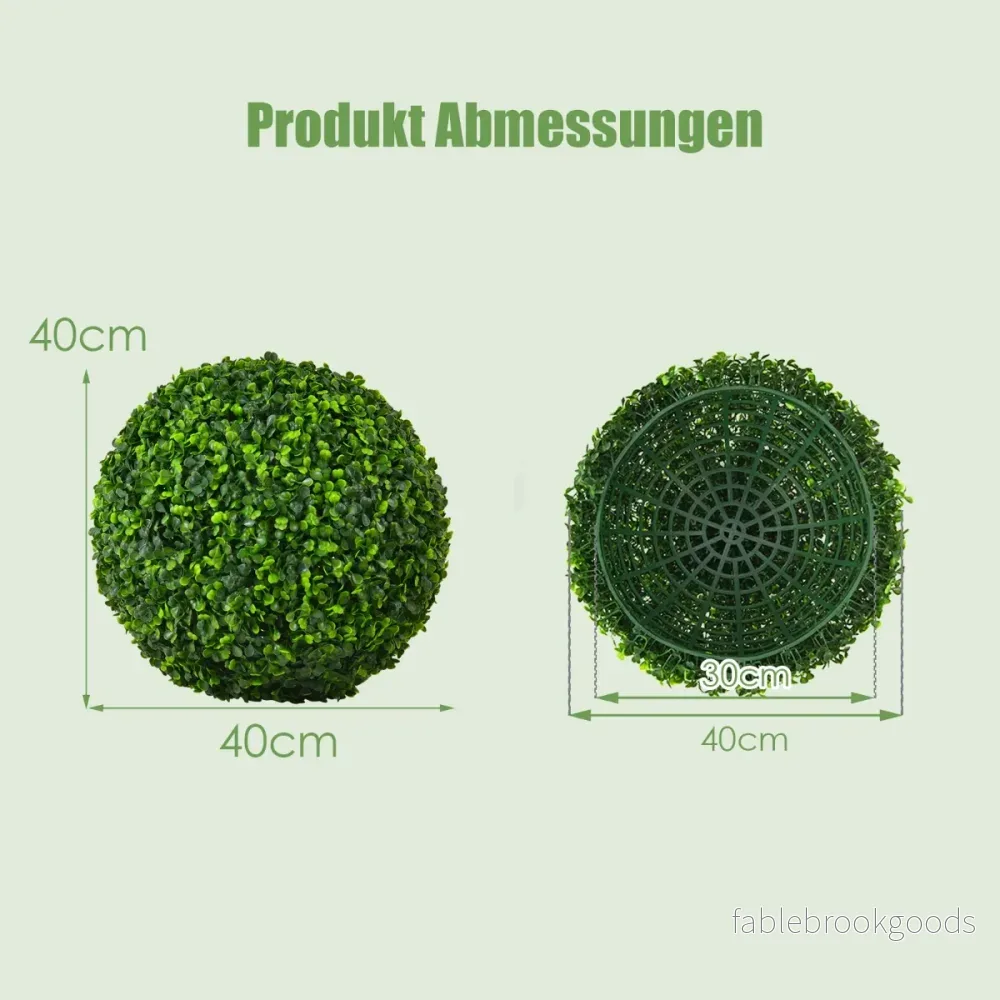 2er – Buxbom Ball Buxwood UV beständig Topiary Artificiell Växt Dekorativ – Grön - Bild 2