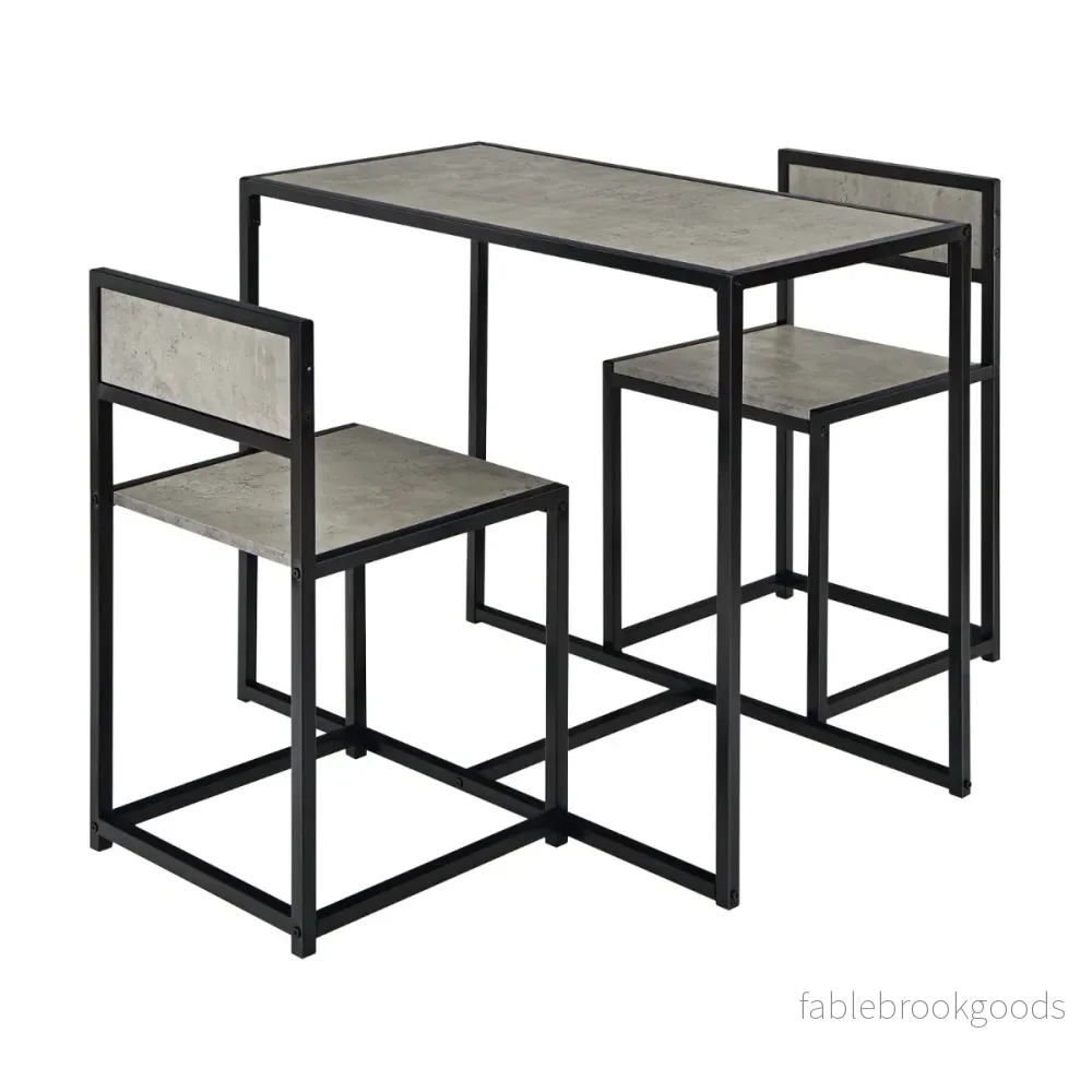 delat – köksbordsset med kompakt och stolar trämaterial + metallgrå – 3 2 – Grå