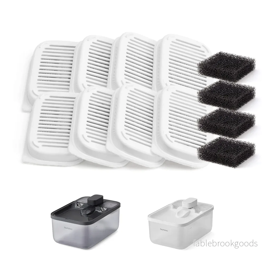 Vervangingsfilters - Set van 12 - Voor Kattenfontein - Actieve Kool - Wit