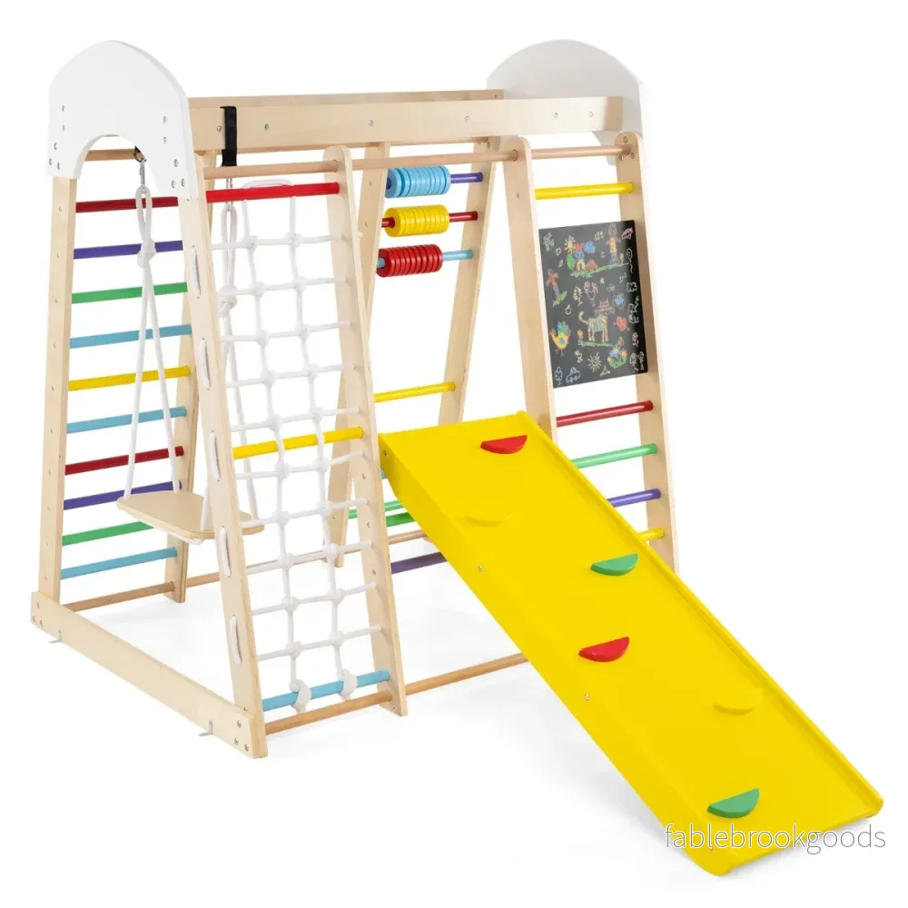 Klatteleksak – set för småbarn med rutschkana och gunga – 124 x 119 x 138 cm – Färgglad