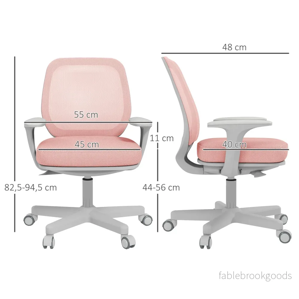 Ergonomisk kontorsstol, justerbar höjd, rosa, 360° vridbar - Bild 3