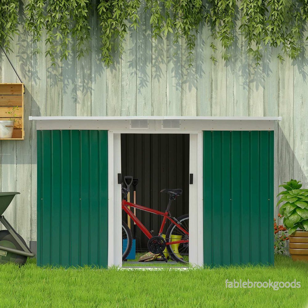Trädgårdsbod i stål – skjutdörr, ventil, 280 x 130 x 172 cm - Bild 2