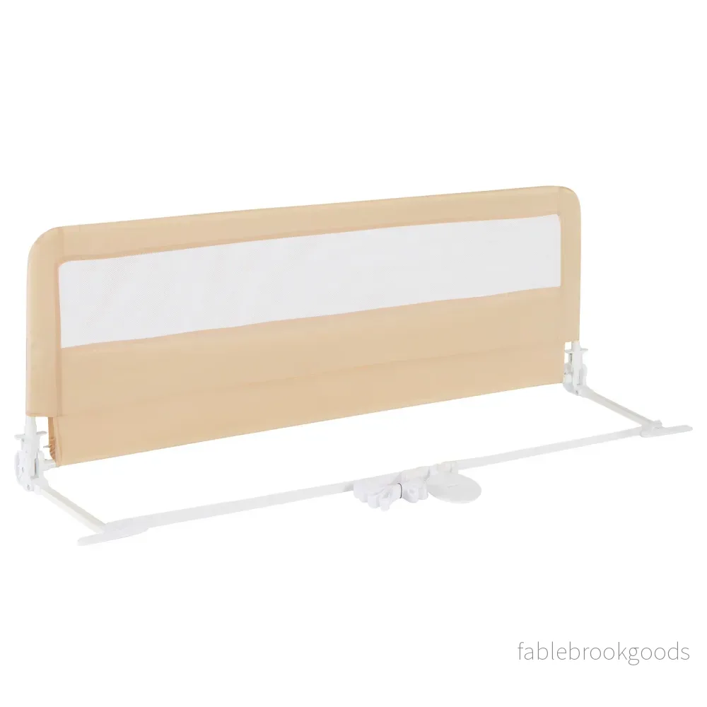 Långa – sänggaller för småbarn, hopfällbart med avtagbart överdrag, andningsbart nät – 150 cm – Beige
