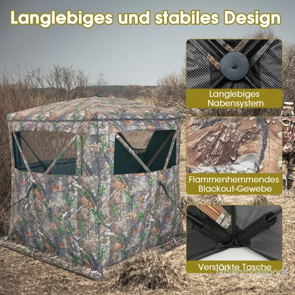 Enkelsidigt – genomskinligt 270° jakttält pop up skydd för personer med tyst skjutfönster och bärväska jaktgömma – 2-3 – Kamouflage - Bild 3
