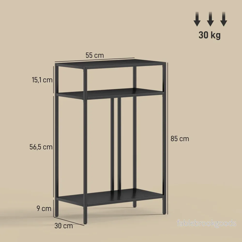 Konsolbord med 3 hyllor, metallram, svart, 55 cm - Bild 3
