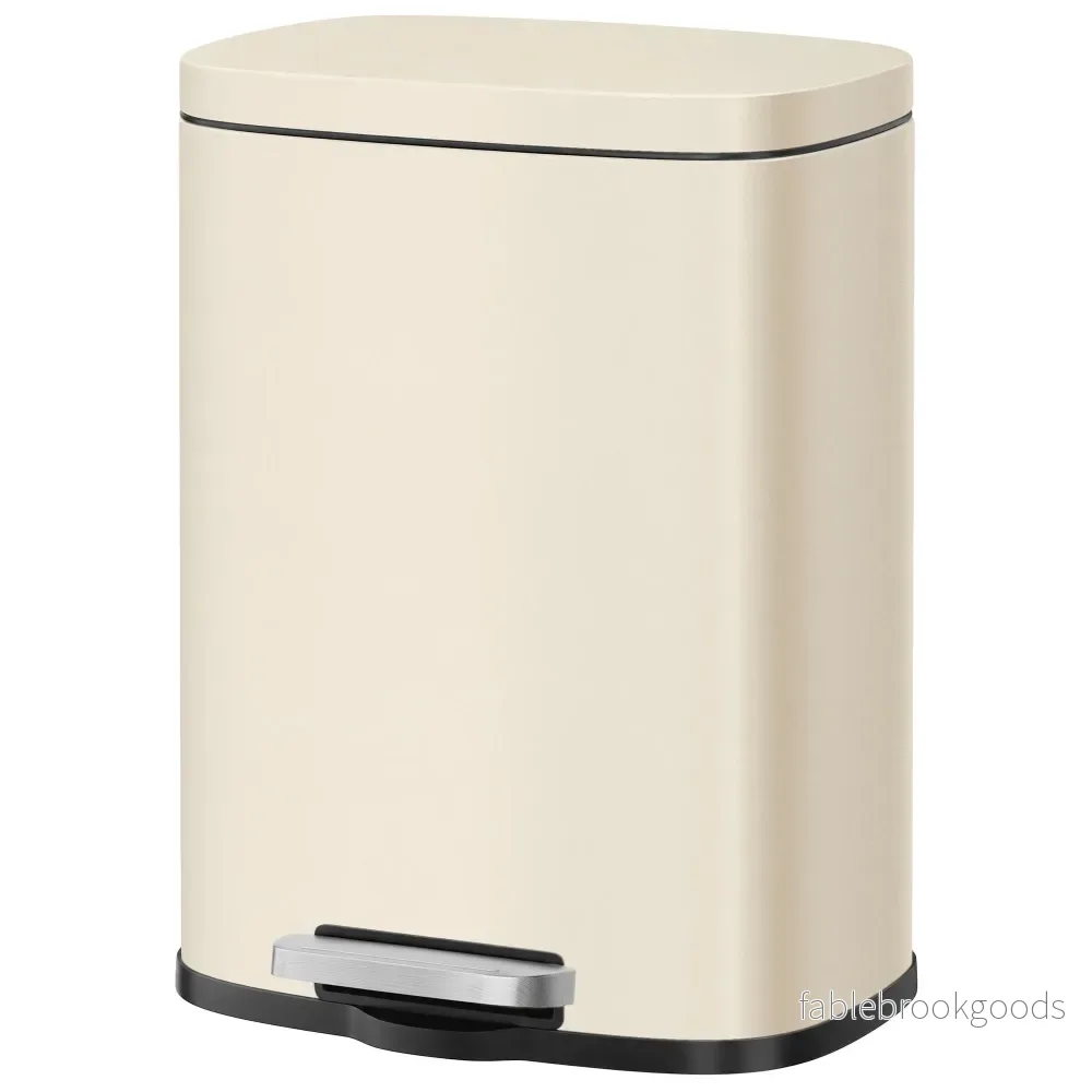 Pedaalemmer – 12 Liter – Soft-Close Deksel – Staal – Beige Pedaalemmer – 12 Liter – Soft-Close Deksel – Staal – Beige