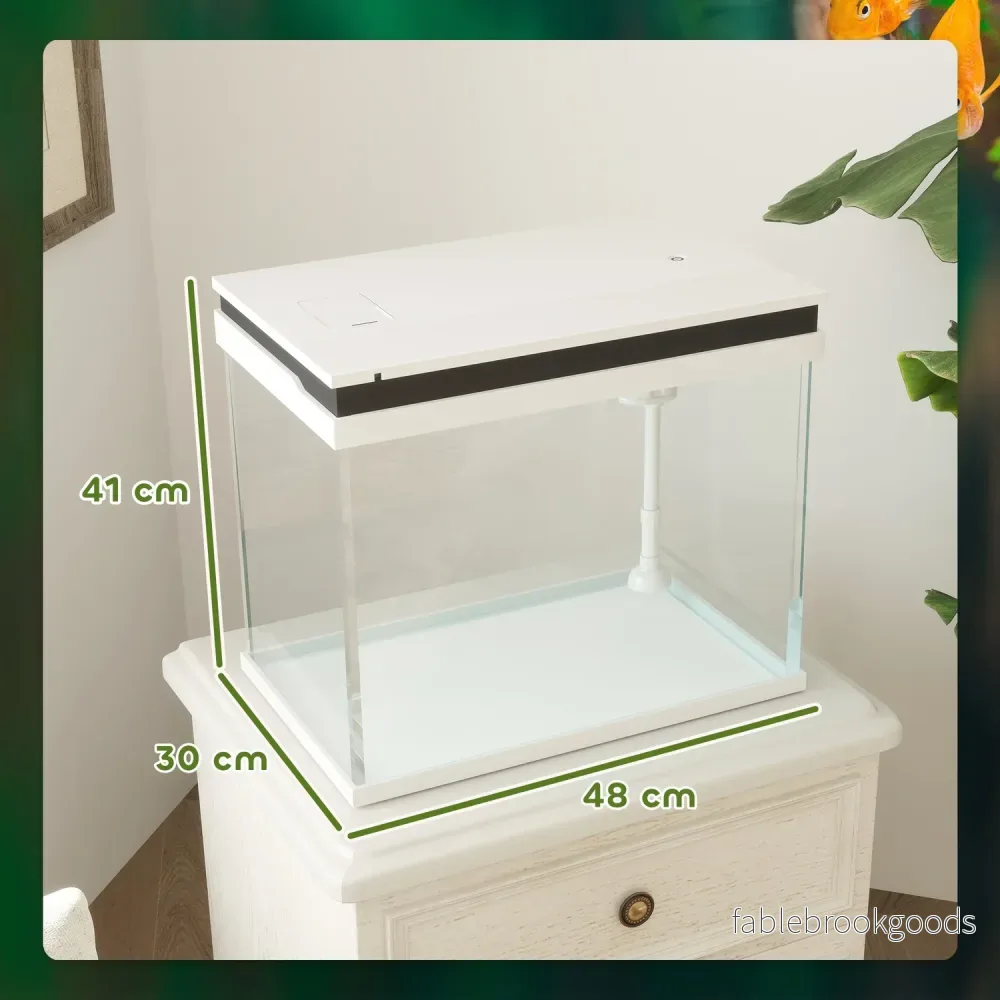 Akvarium, 41L glas med filter, LED & pump - Vit - Bild 3