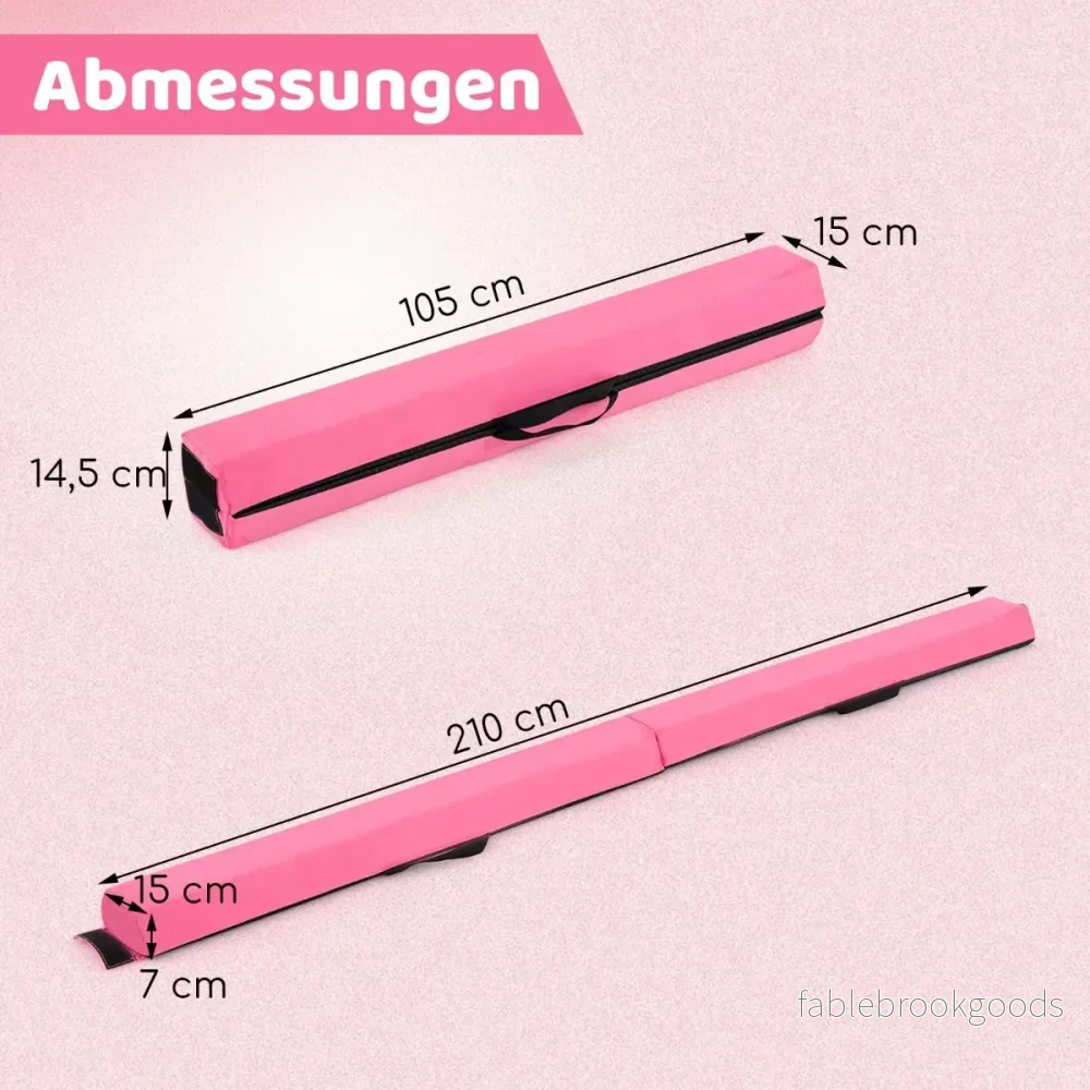 Balansbom – Gymnastikbom fällbar halkfri upp till – 73 kg 210 cm – Rosa - Bild 2