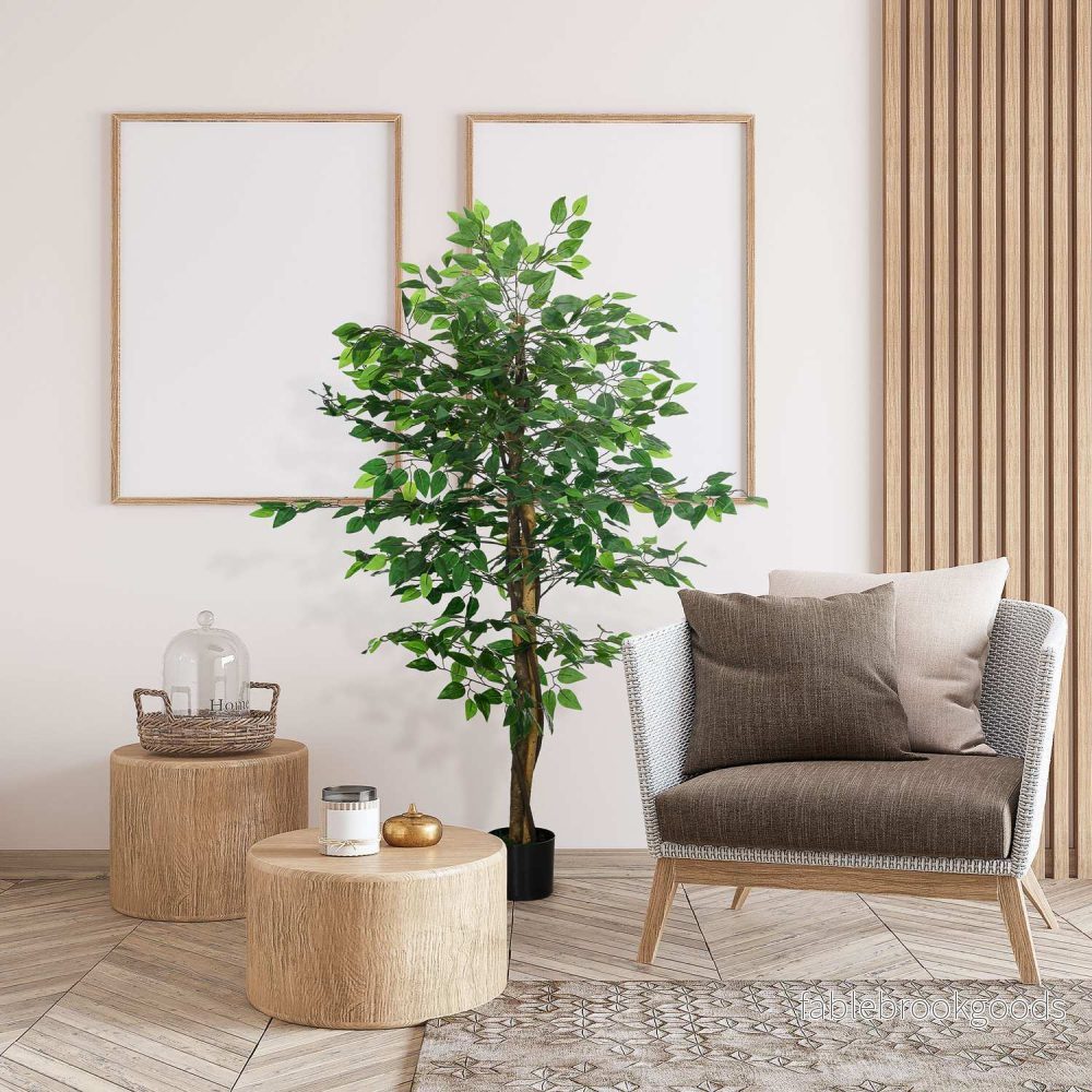 Konstgjord ficusträd 150 cm med plantering – naturtrogen krukväxt - Bild 2