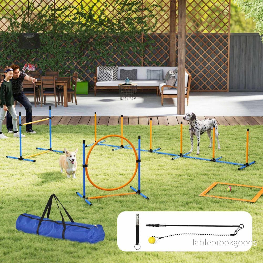 Dog Agility Set, justerbara häckar & slalomstavar, 9 delar - Bild 2