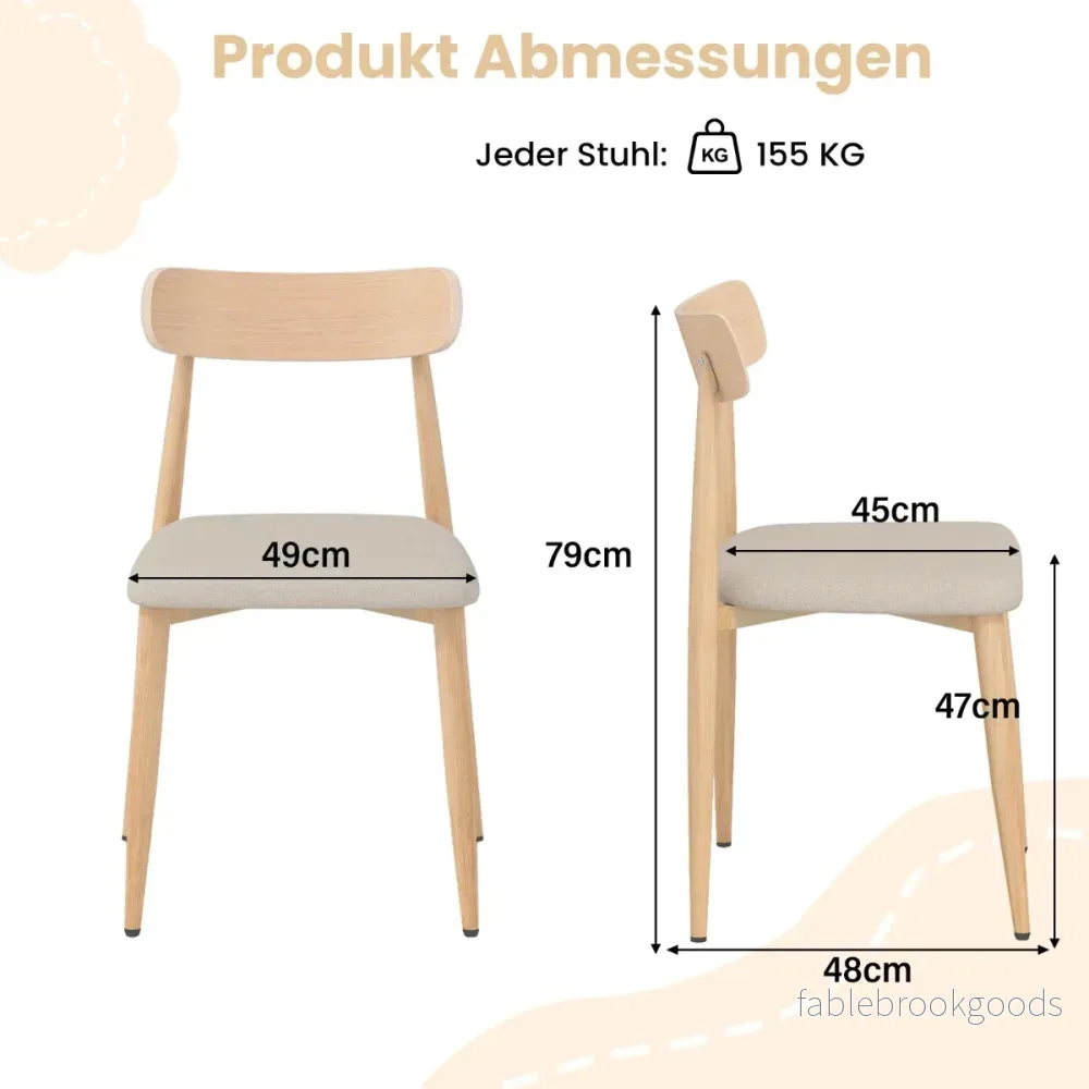pack – matstolar med svängt ryggstöd Klädd köksstol – 2 – Natur - Bild 2