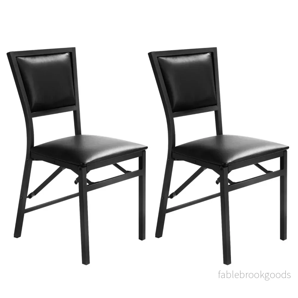 Set – med matstolar metallram, hopfällbara stoppade köksstolar – 2 – Svart - Bild 3