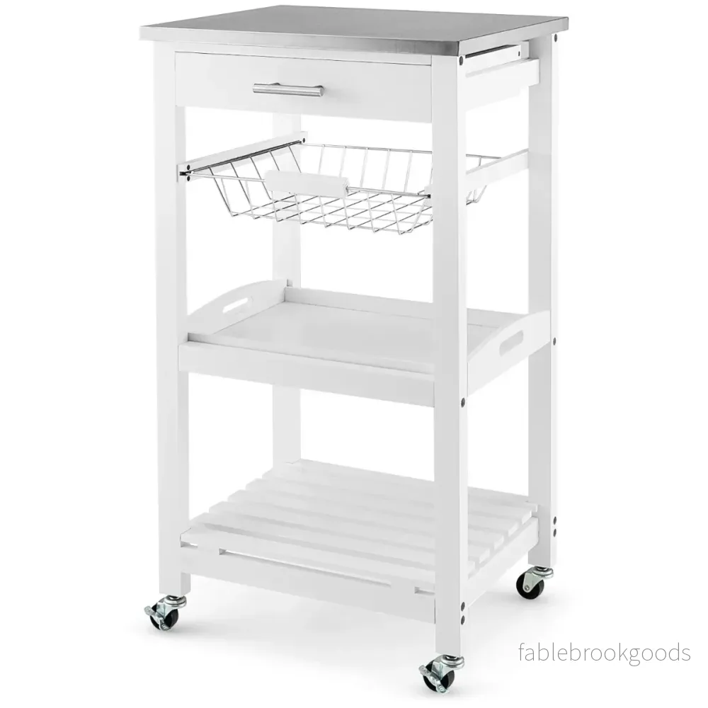 Serveringsvagn – Rullande köksö med bänkskiva – 47 x 39 x 85 cm – Vit - Bild 2