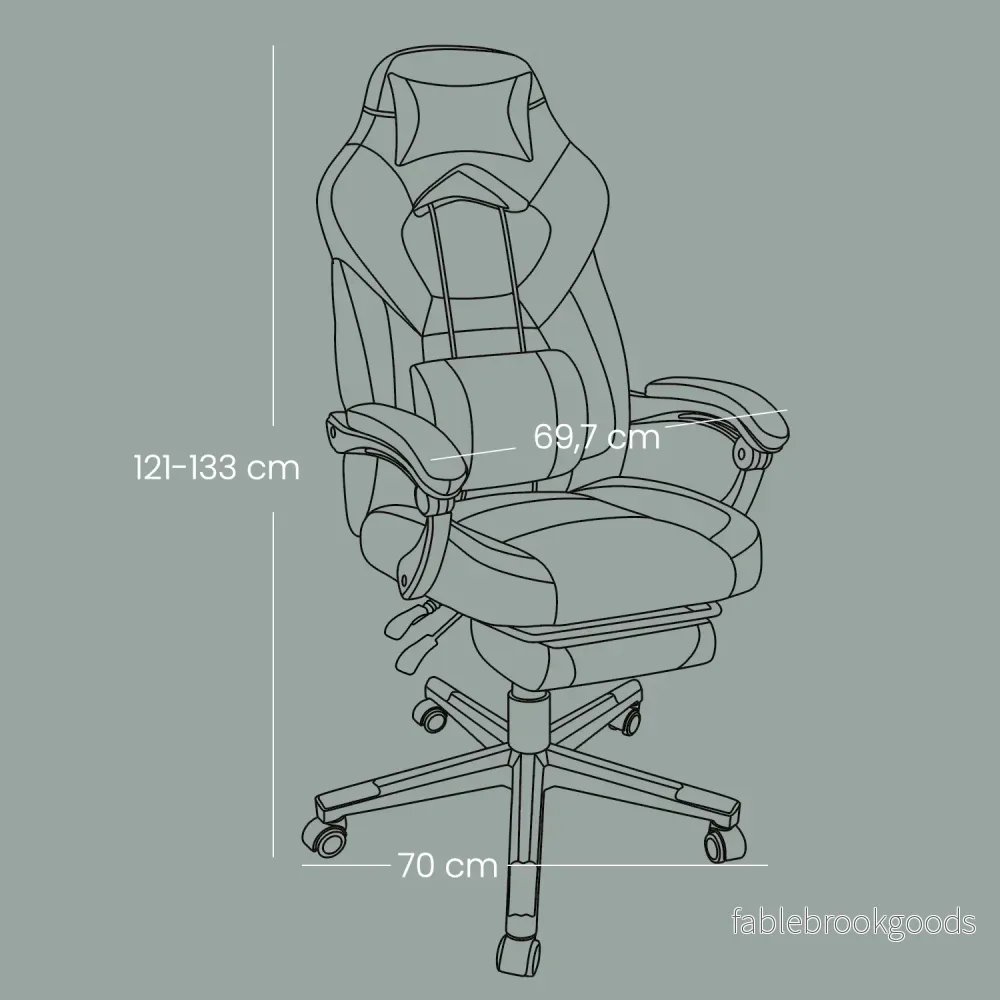 Gamingstoel - Ergonomisch - Met Voetensteun - Verstelbare Hoofdsteun - Zwart - Bild 3