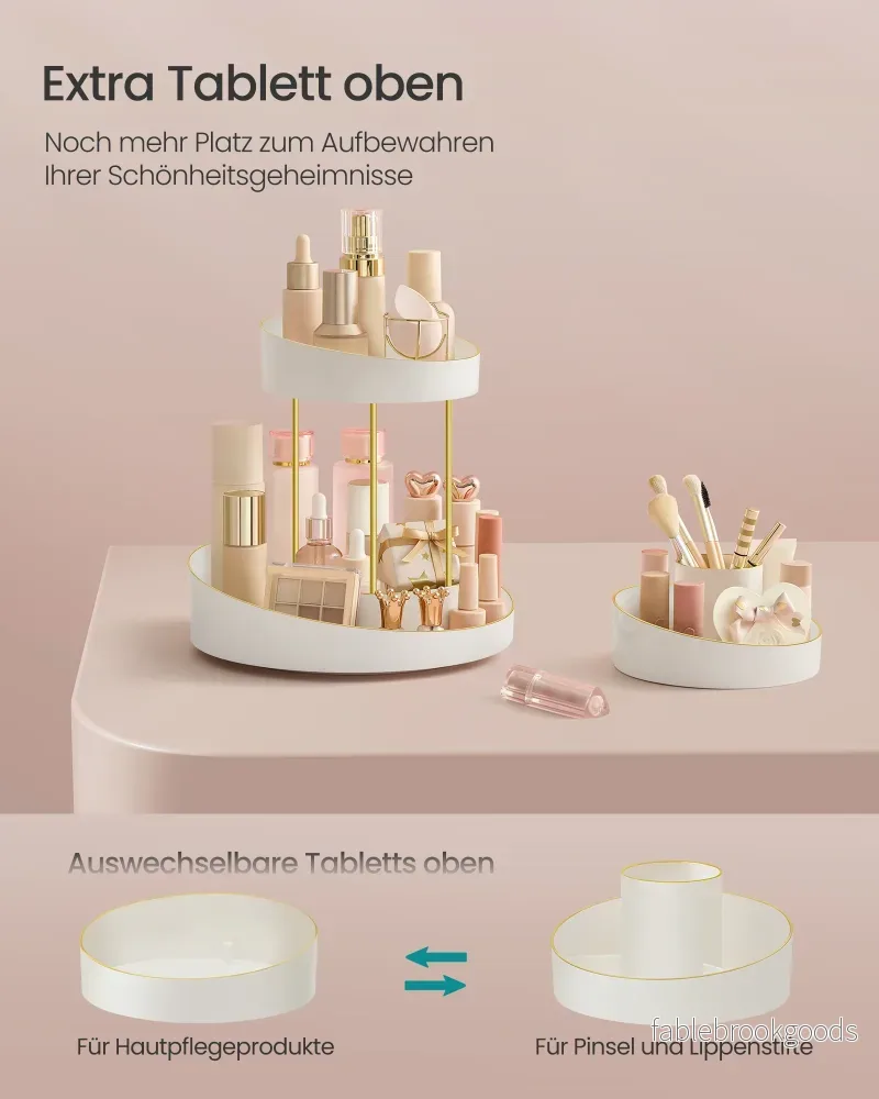 Make-Up Organizer Roterbar med extra bricka Vitguld - Bild 3