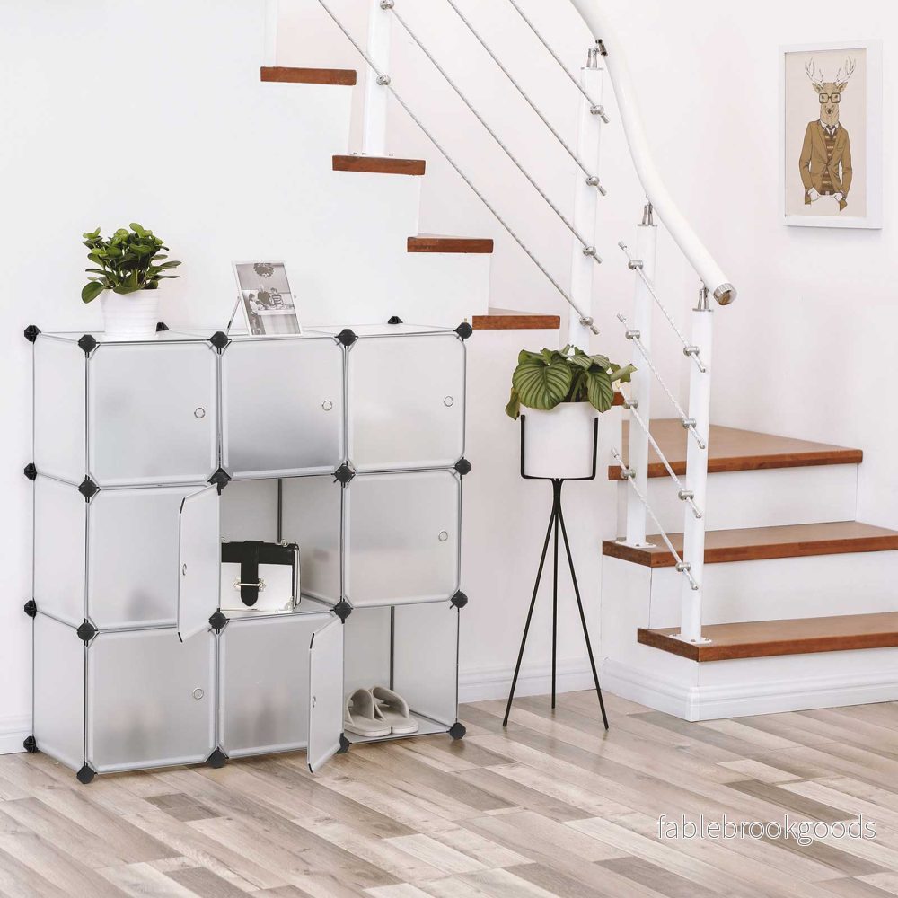 Hyllsystem – 9 kuber med luckor – Vit - Bild 3