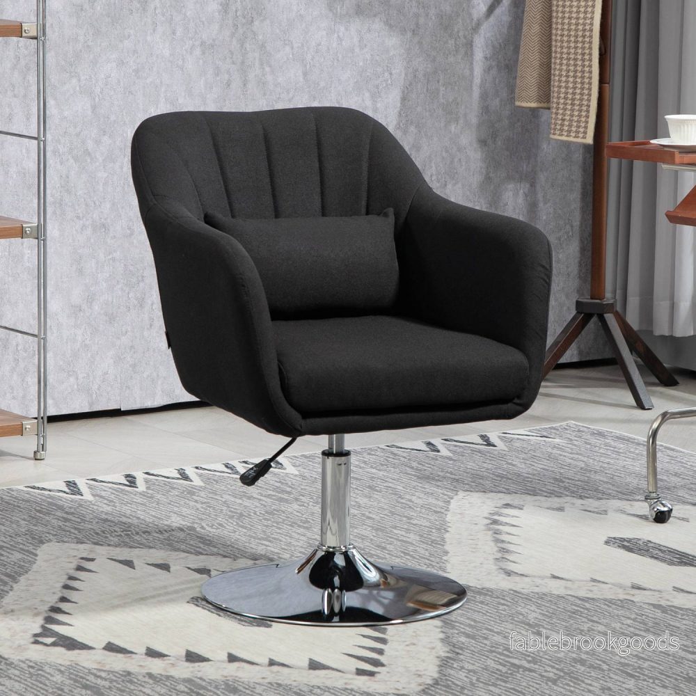 Justerbar svart loungestol – metallram, armstöd, kudde - Bild 2
