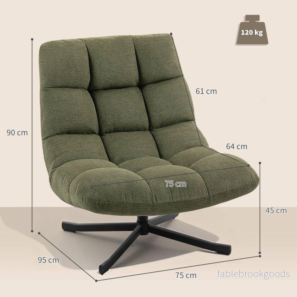 Snurrfåtölj, bred sits, vattenavvisande chenille, grön - Bild 3