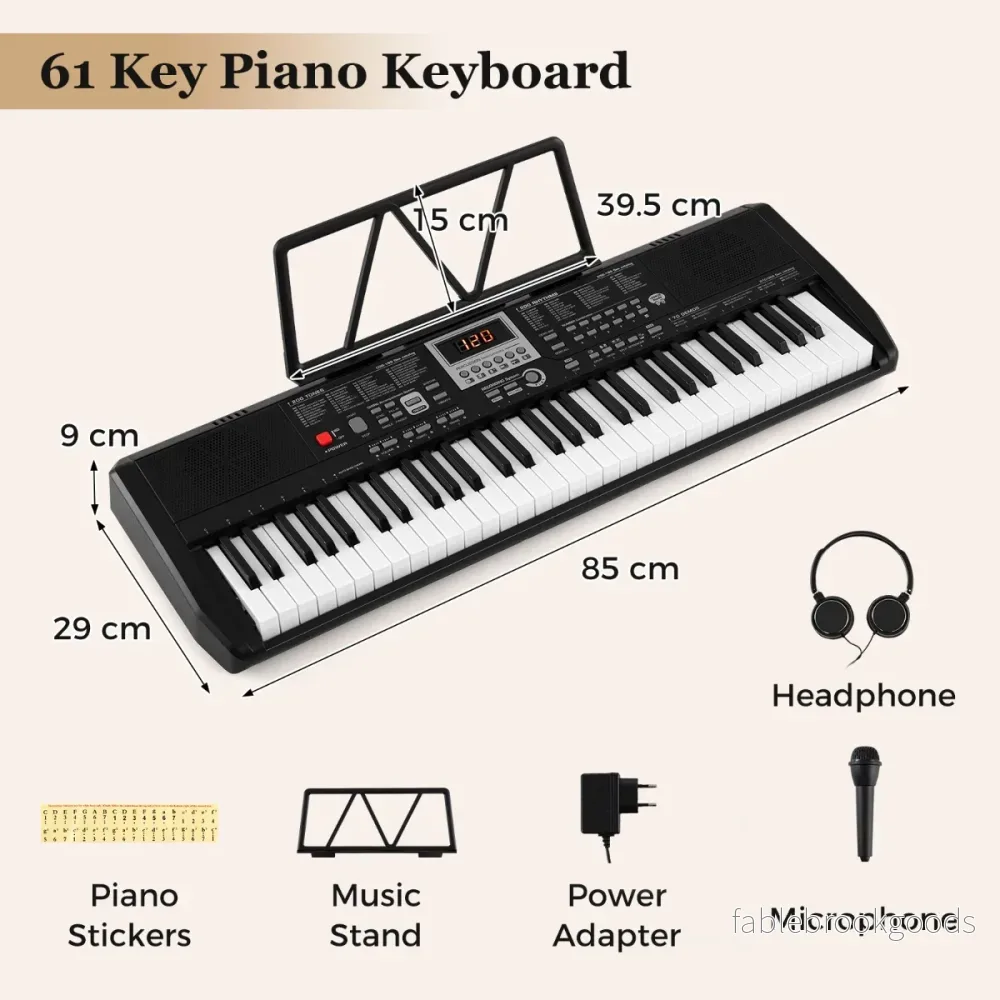 tangenters – bärbart keyboard med rytmer och ljudfärger Elektroniskt piano – 61 200 200 – Svart - Bild 2
