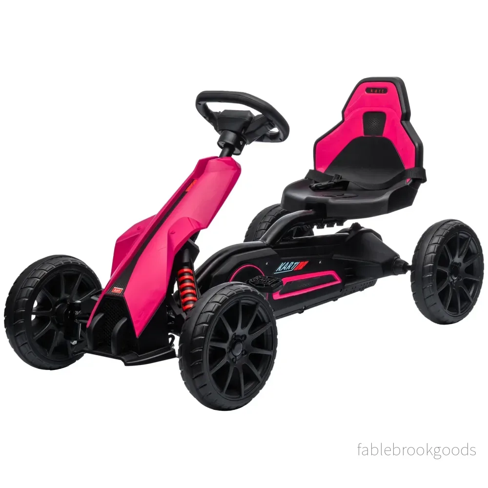 Rosa pedal gokart för barn 3-8 år, handbroms & justerbar sits Rosa pedal gokart för barn 3-8 år, handbroms & justerbar sits