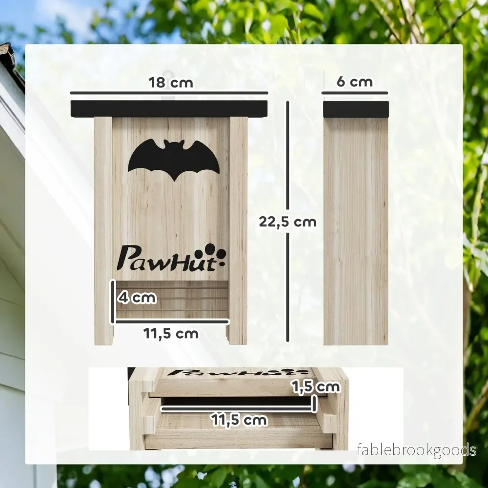 Bat House Set om 3 – Naturligt granträ, 18 x 6 x 22,5 cm - Bild 3
