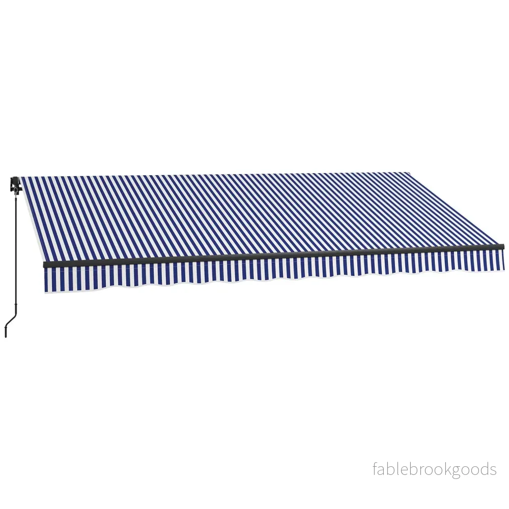 Väggmonterad balkongmarkis 4x3M, blå & vita ränder