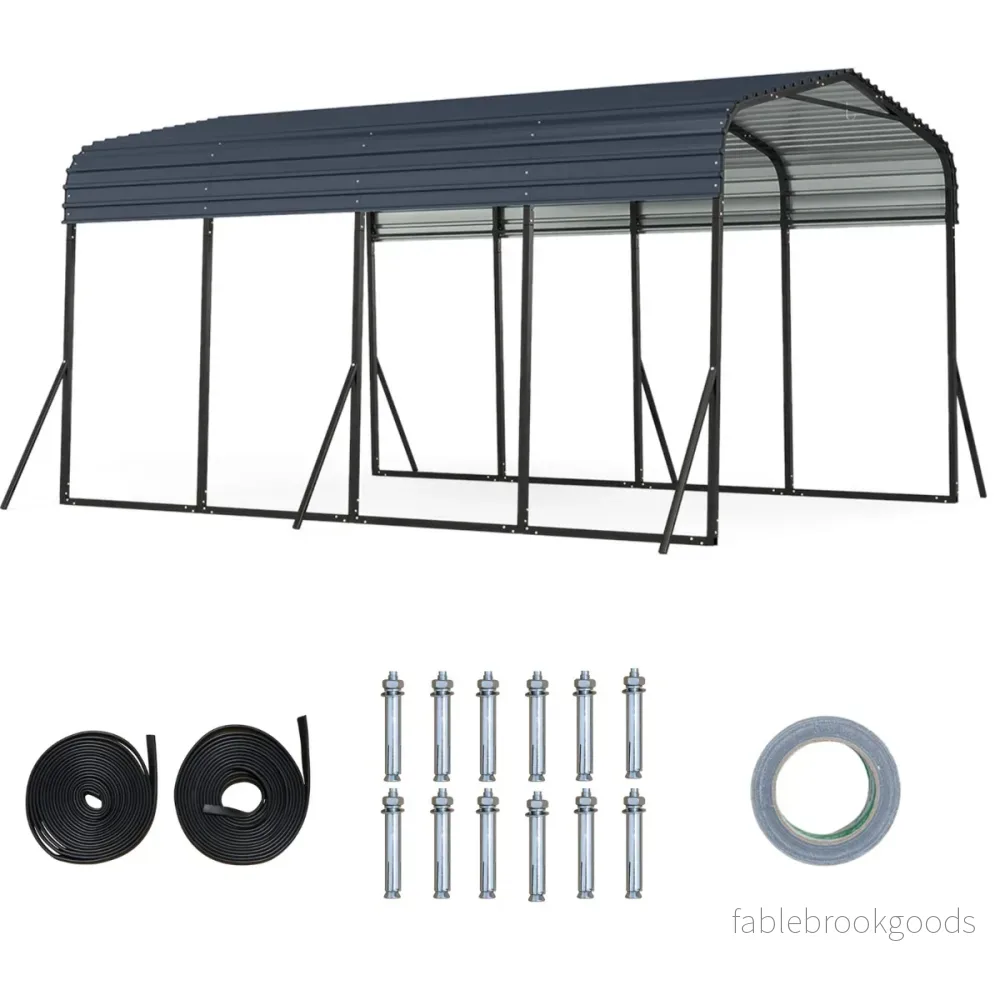 Carport – Tältgarage Vattentätt Bilskydd Lagringstält Partytält – 440 x 300 cm – Svart