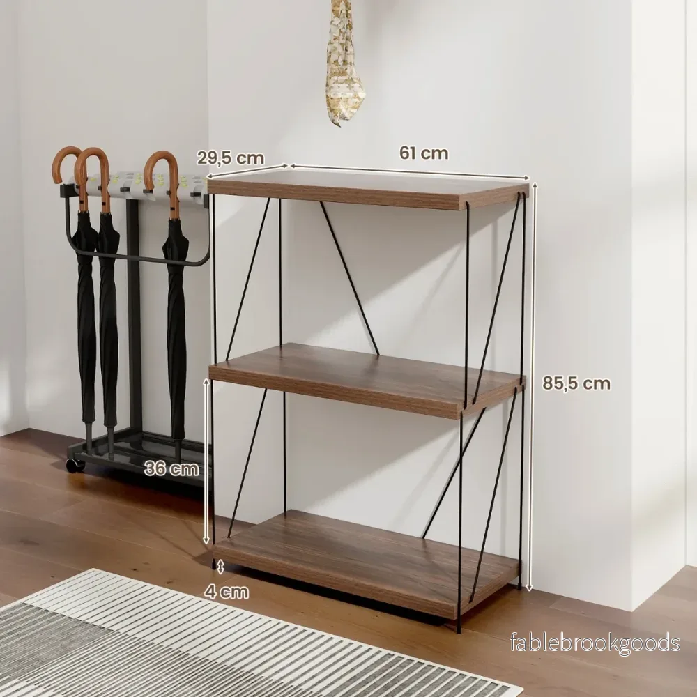 vånings – stående hylla med metallram Industriell Förvaringsställ – 3 60 x 29,5 x 85,5 cm – Brun - Bild 2