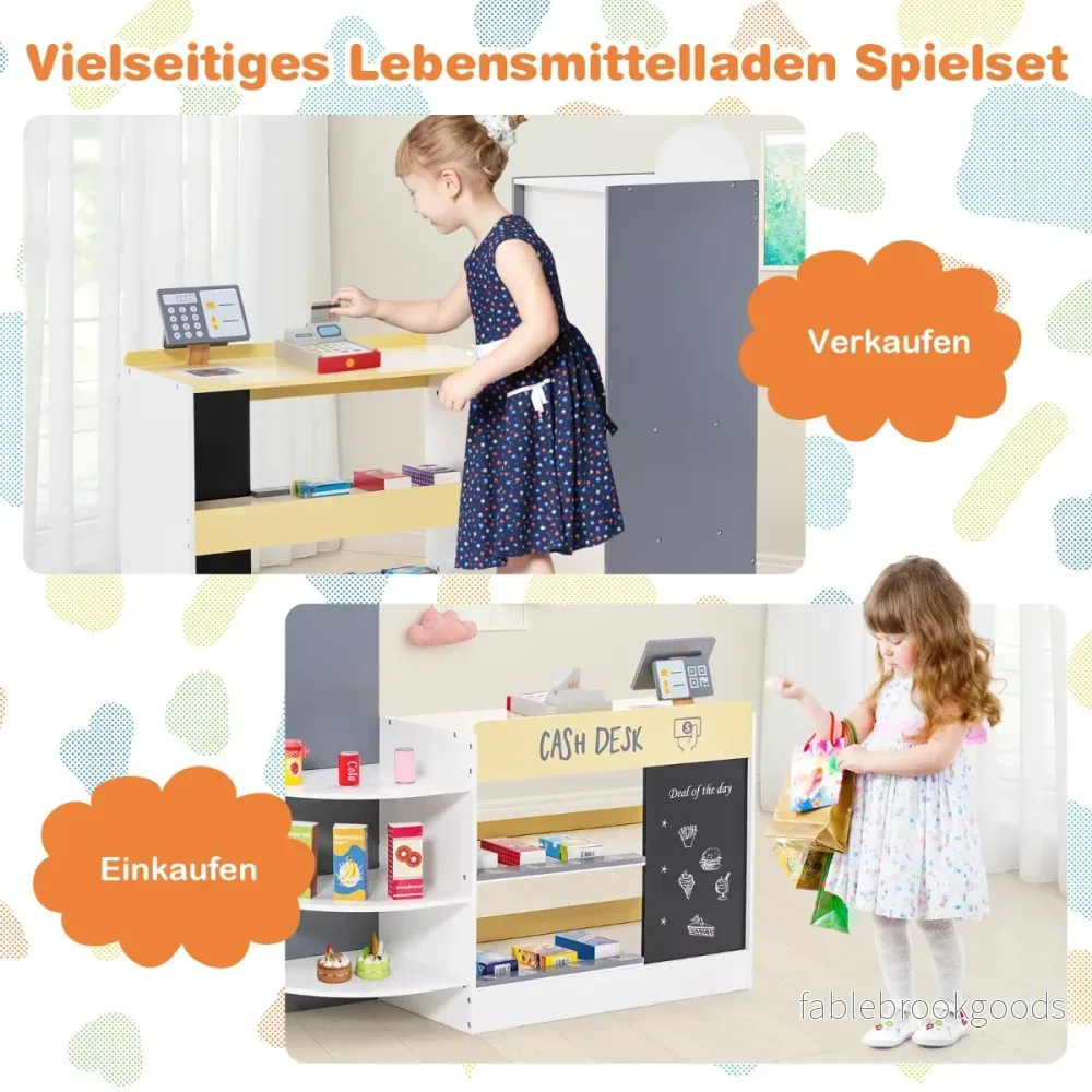Lekset – för stormarknad barn med kassaapparat och kassaautomat varuautomat svart tavla – Vit - Bild 3