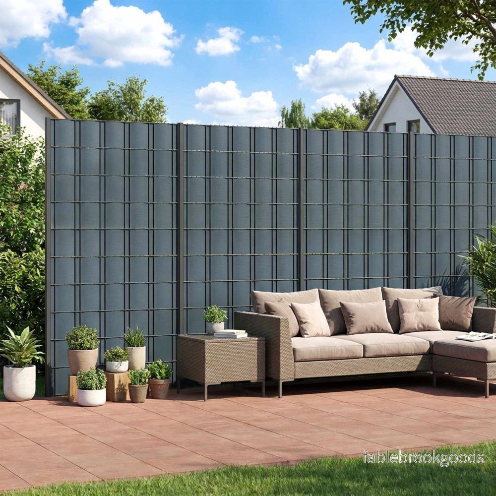 Set med insynsskyddande staketremsor, UV-resistenta, vattentäta, 35m x 19cm, grå - Bild 2