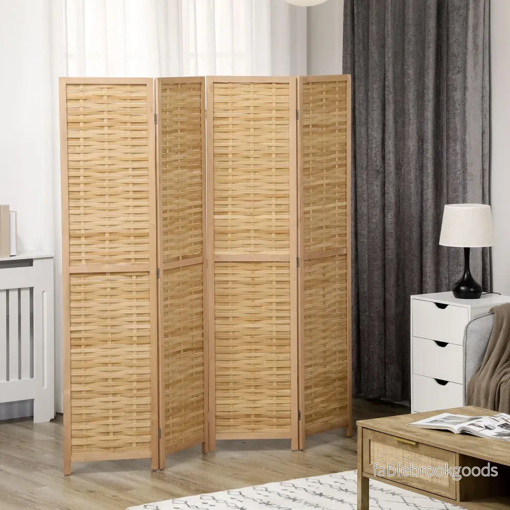 Vikbar Bamboo Privacy Screen – Natural Room Divider 160x170 cm - Bild 2