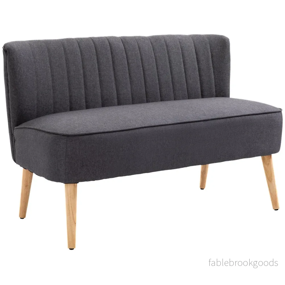 2-sitssoffa, mjuka kuddar, lättskött överdrag, mörkgrå