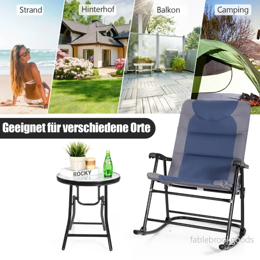 delade – hopfällbara bistroset utomhusgungstolar med bord + – 3 – Blå - Bild 2