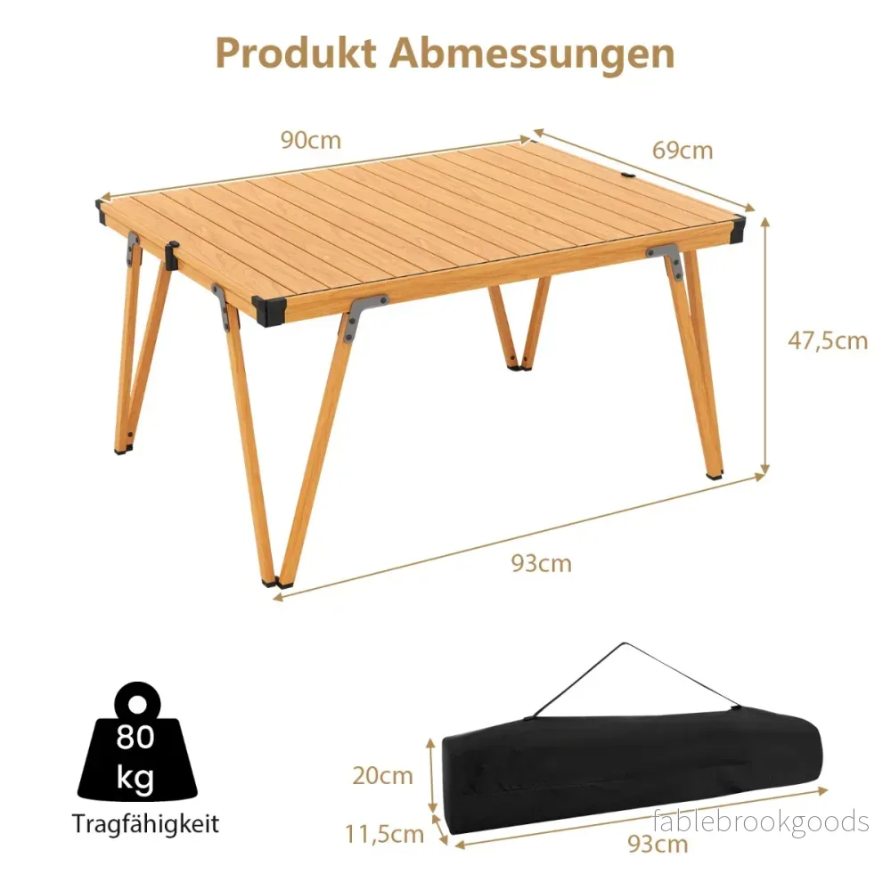 Campingbord – med vattentålig bordsskiva och bärväska picknickbord utomhusbord – Brun - Bild 2