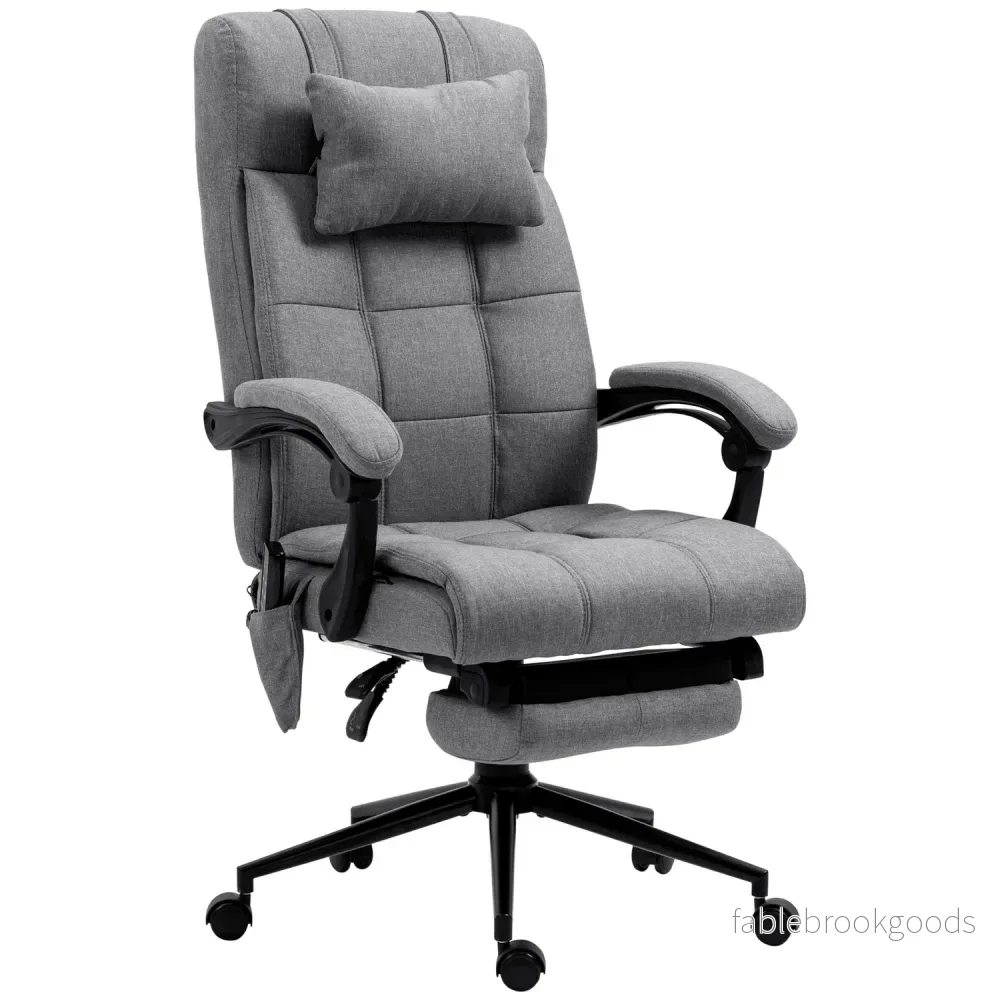 Ergonomisk kontorsstol med massage & ländryggsvärme, Grå