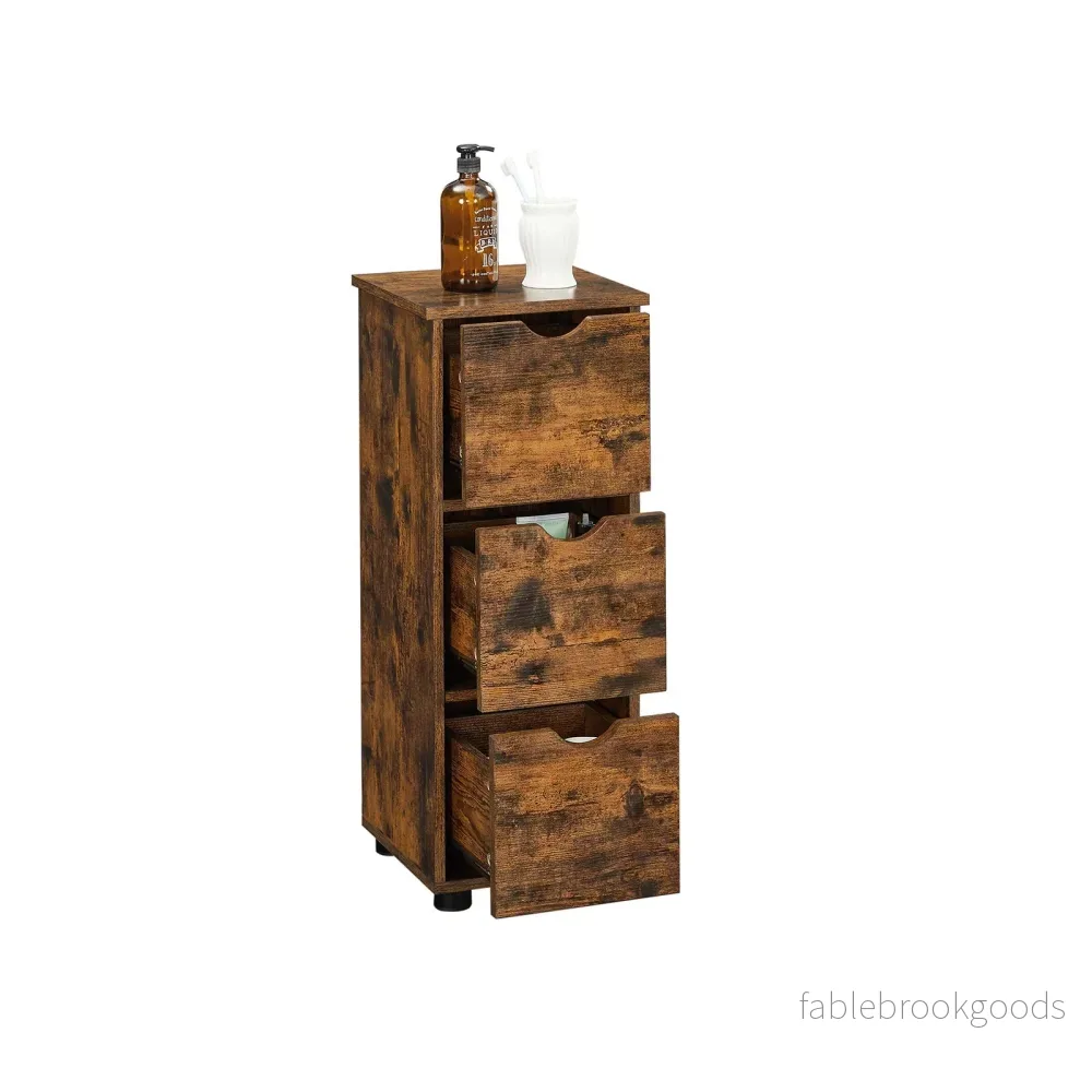 Badrumsskåp – 3 lådor – Vintage brun - Bild 2