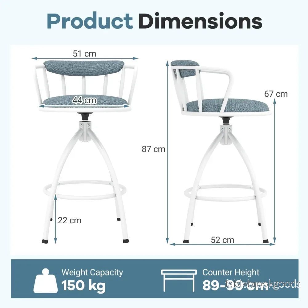 pack – svängbar barstol med ryggstöd och fotstöd Vadderad belastbar – 2 150 kg – Blå - Bild 2
