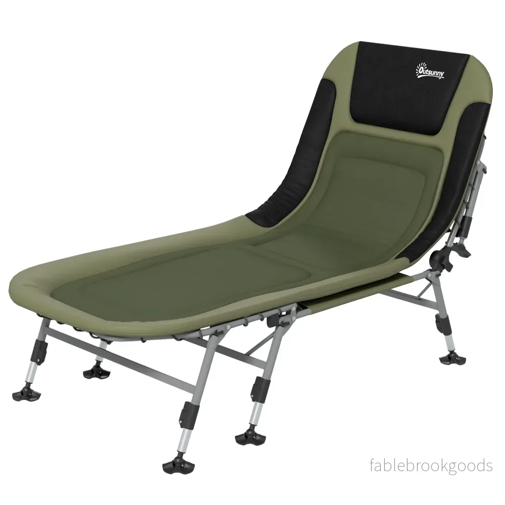 Fällbar campingsäng – justerbar, stödjer upp till 180 kg, grön Fällbar campingsäng – justerbar, stödjer upp till 180 kg, grön