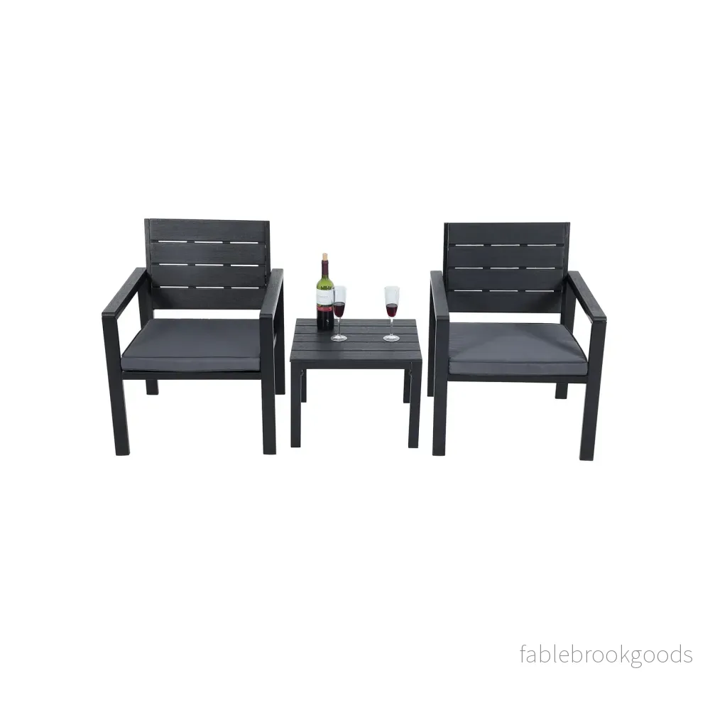 Trädgårdsmöbelset – Bekväma stolar med kuddar – Svart - Bild 2