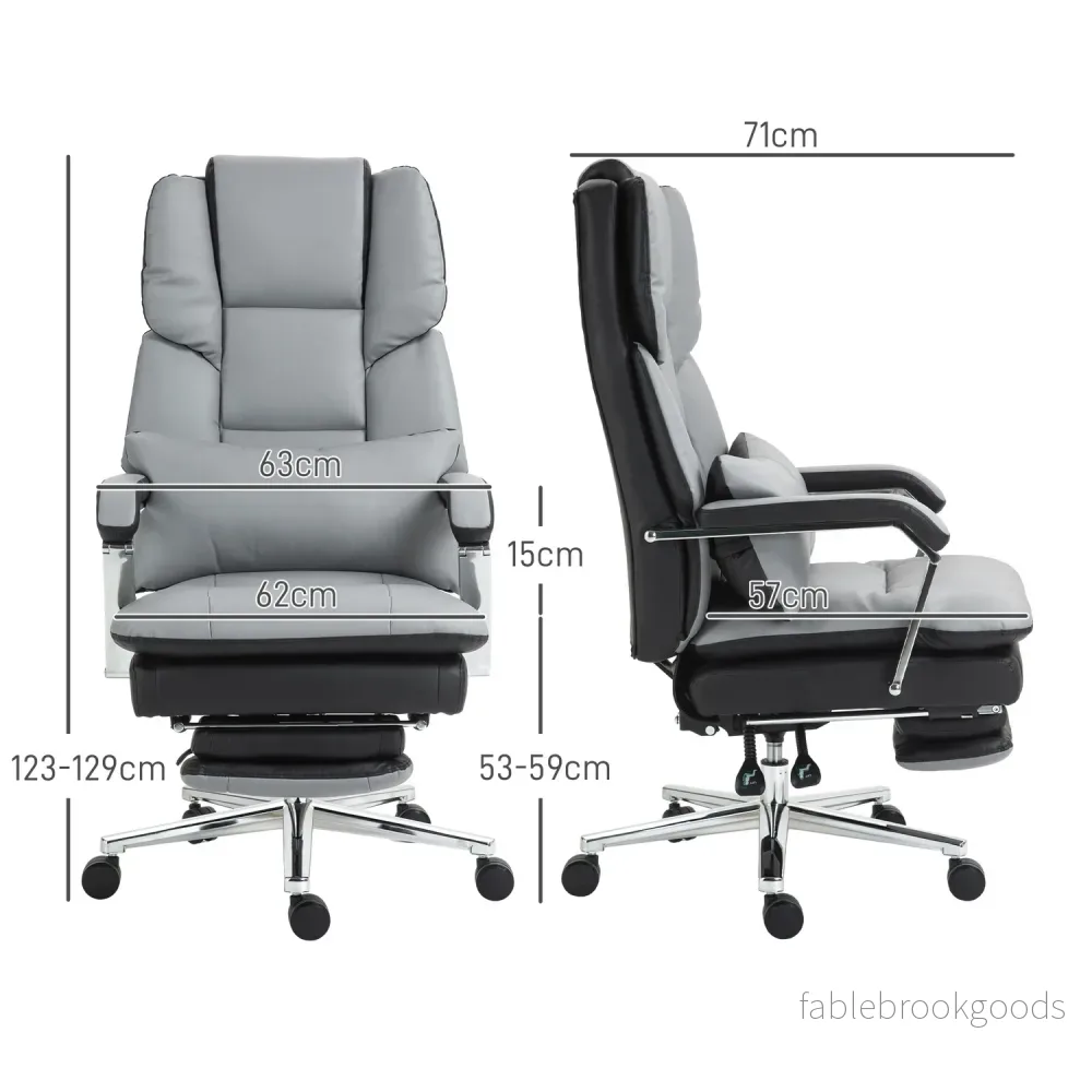 Ergonomisk kontorsstol, gungande, 180 kg belastning, ljusgrått läder - Bild 3