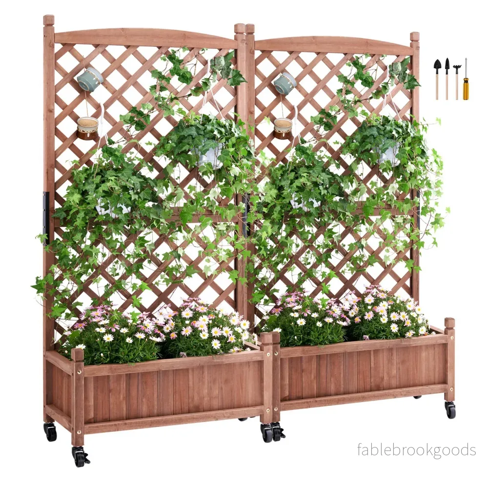 Planteringslådor med spaljé – 2 st Planteringslådor med spaljé – 2 st