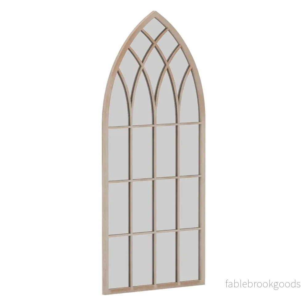 Farmhouse – fönsterramspegel böjd väggspegel med metallram – 115 x 50 x 2 cm – Grå