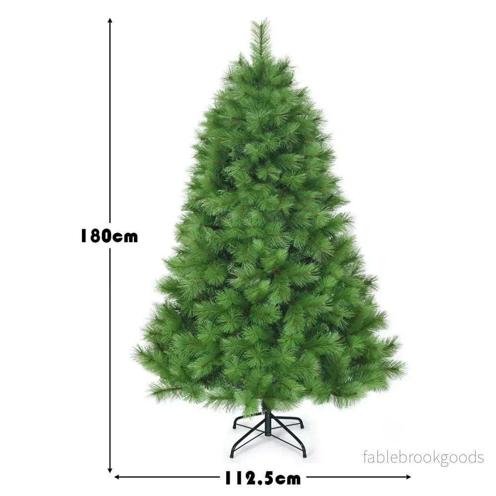 Konstgjord – julgran PVC nålar träd med metallstativ – 180 cm – Grön - Bild 3