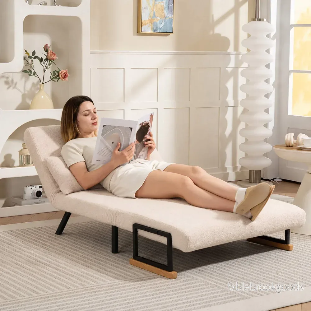 Konvertibel sammetsbäddsoffa med kuddar, beige - Bild 2