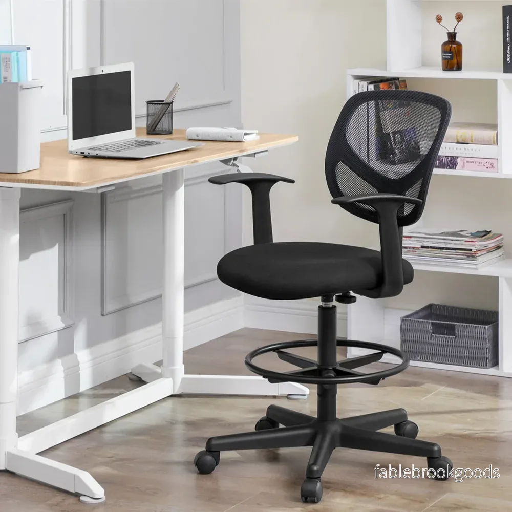 Kontorsstol – Ergonomisk med armstöd och fotstöd – Svart - Bild 3