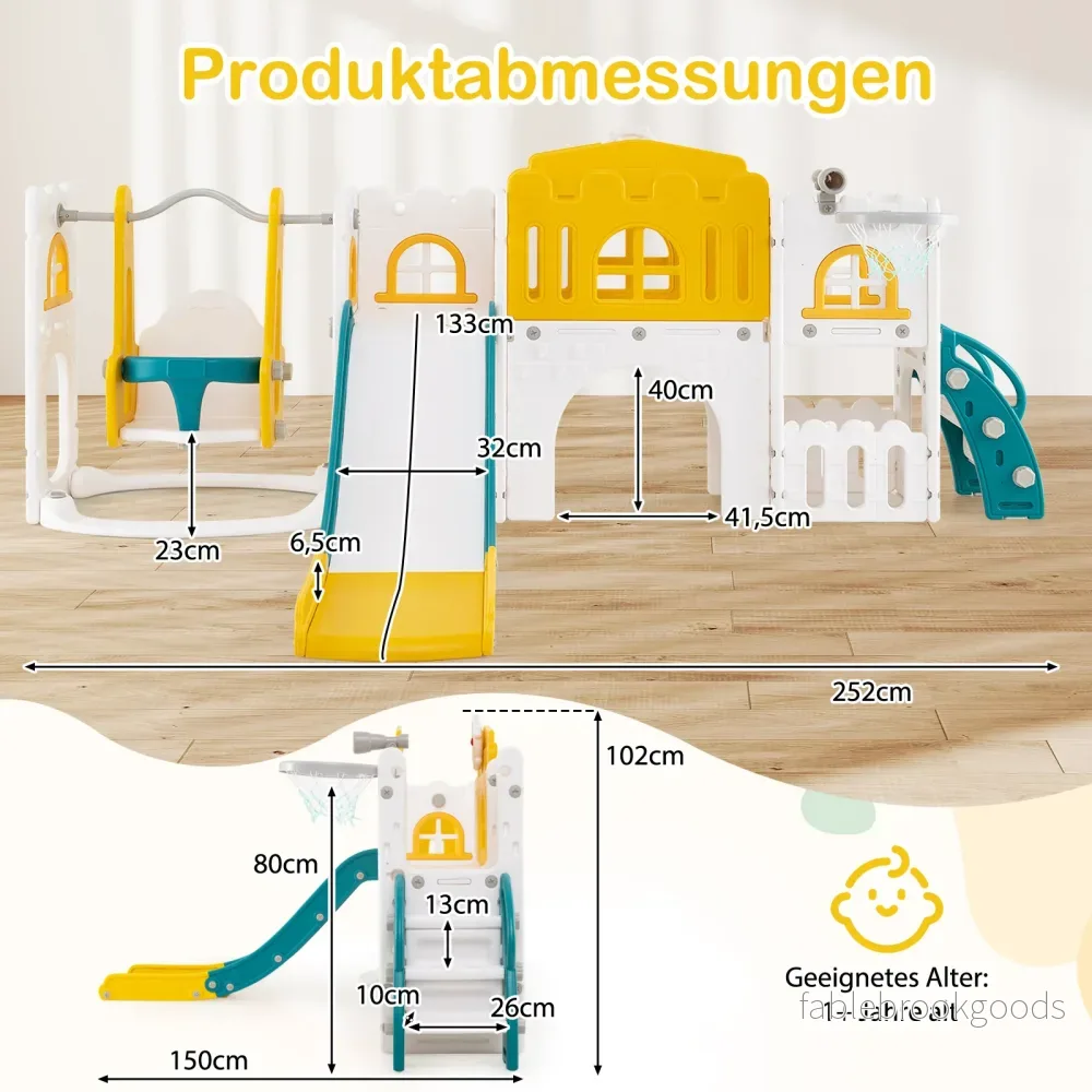 Barnrutschbana – med klätterställning och gunga Rutschkombination + – Grön - Bild 2