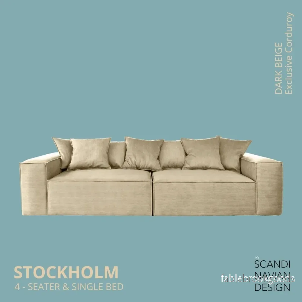 Stockholm 4-seater sofa/single bed Exclusive Corduroy, Dark Beige removable & washable covers Stockholm 4-seater sofa/single bed Exclusive Corduroy, Dark Beige removable & washable covers
