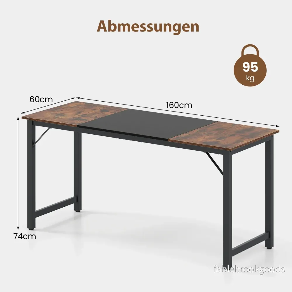 Industriell – konferensbord med metallram Rektangulärt datorbord Arbetsbord – Rustik brun - Bild 2
